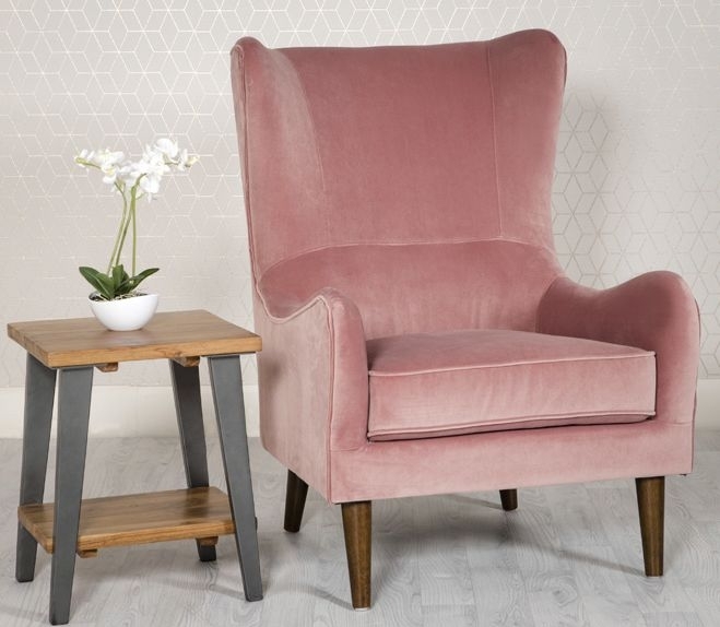 Product photograph of Freya Pink Fabric Winged Back Accent Chair from Choice Furniture Superstore.