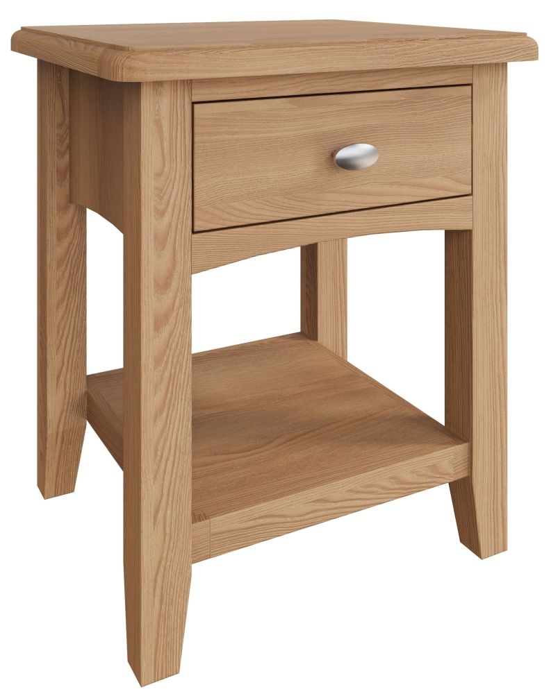 Product photograph of Eva Light Oak 1 Drawer Lamp Table from Choice Furniture Superstore.
