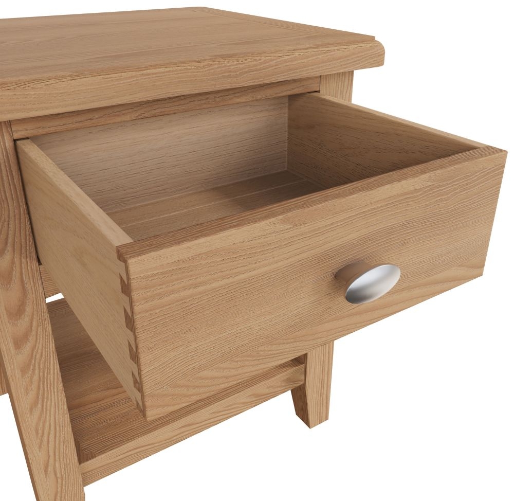 Product photograph of Eva Light Oak 1 Drawer Lamp Table from Choice Furniture Superstore.