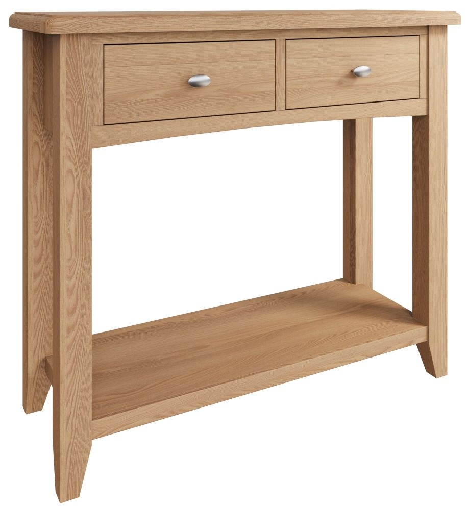 Product photograph of Eva Light Oak 2 Drawer Console Table from Choice Furniture Superstore.