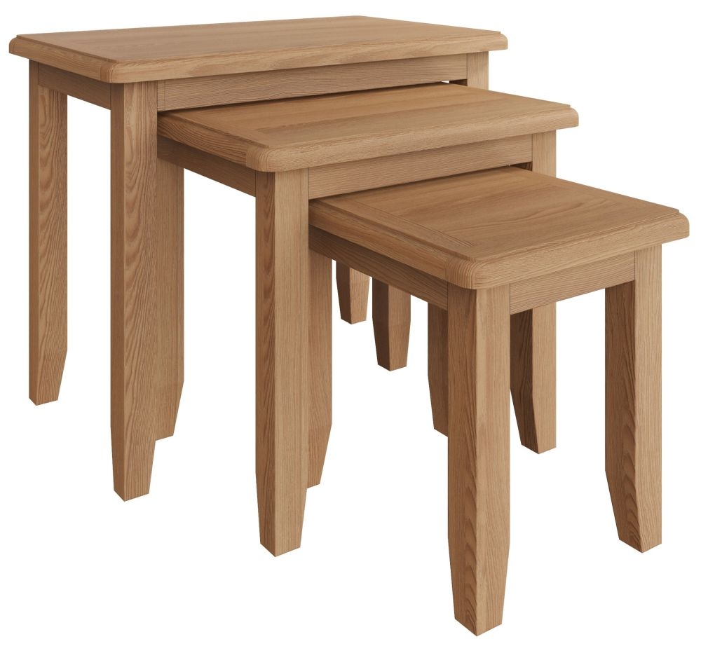 Product photograph of Eva Light Oak Nest Of 3 Tables from Choice Furniture Superstore.