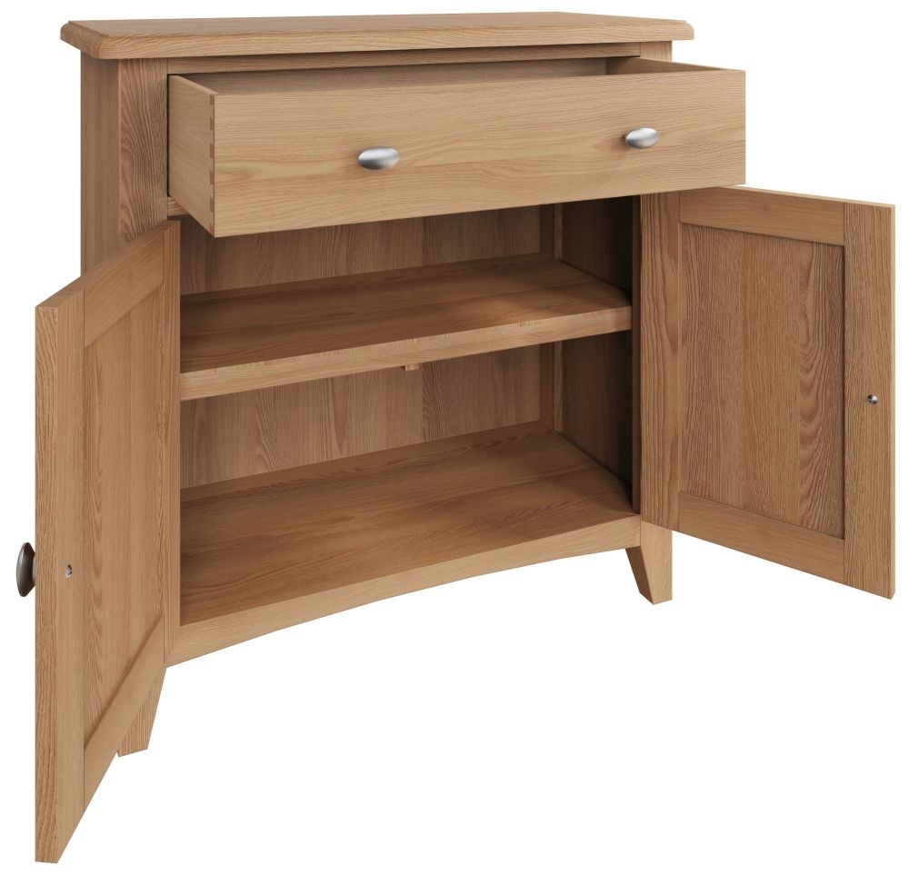 Product photograph of Eva Light Oak 2 Door 1 Drawer Sideboard from Choice Furniture Superstore.