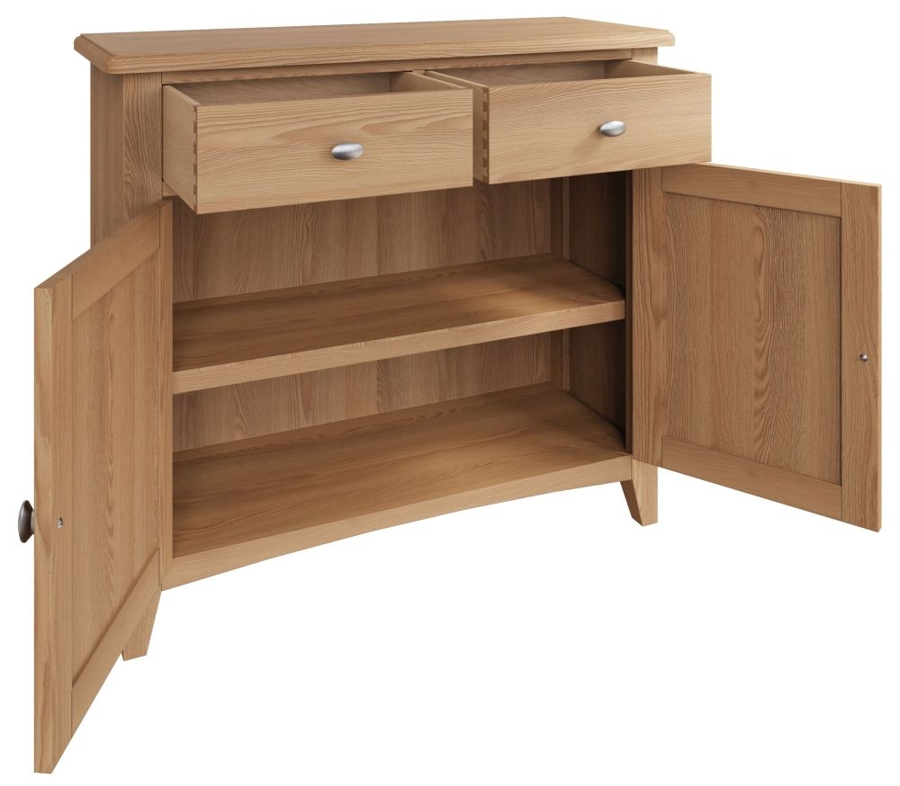 Product photograph of Eva Light Oak 2 Door 2 Drawer Sideboard from Choice Furniture Superstore.