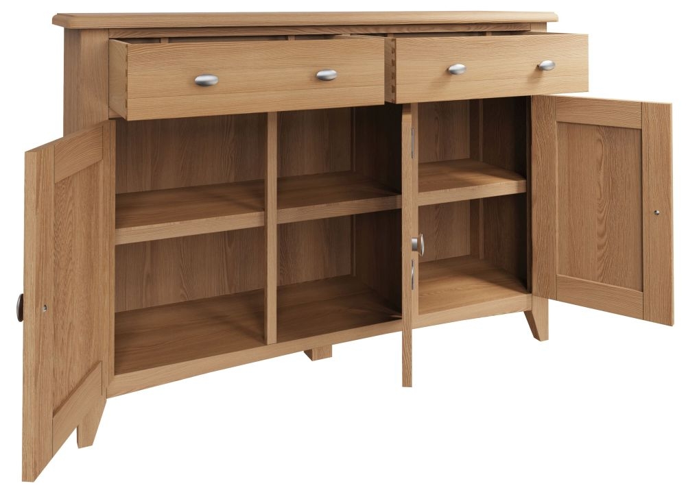 Product photograph of Eva Light Oak 3 Door 2 Drawer Sideboard from Choice Furniture Superstore.