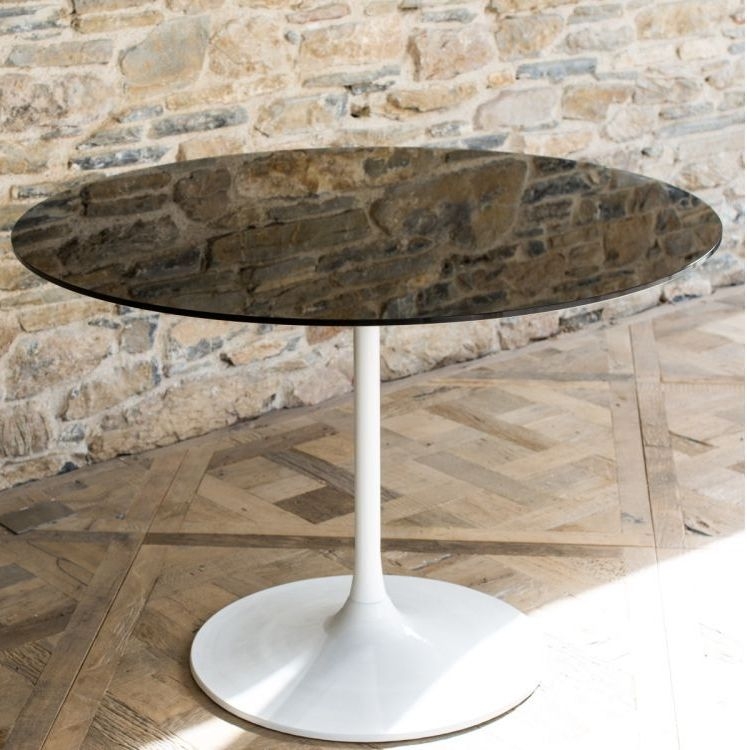 Product photograph of Gillmore Space Swan Black Glass Top Round Side Table With Chrome Base from Choice Furniture Superstore.