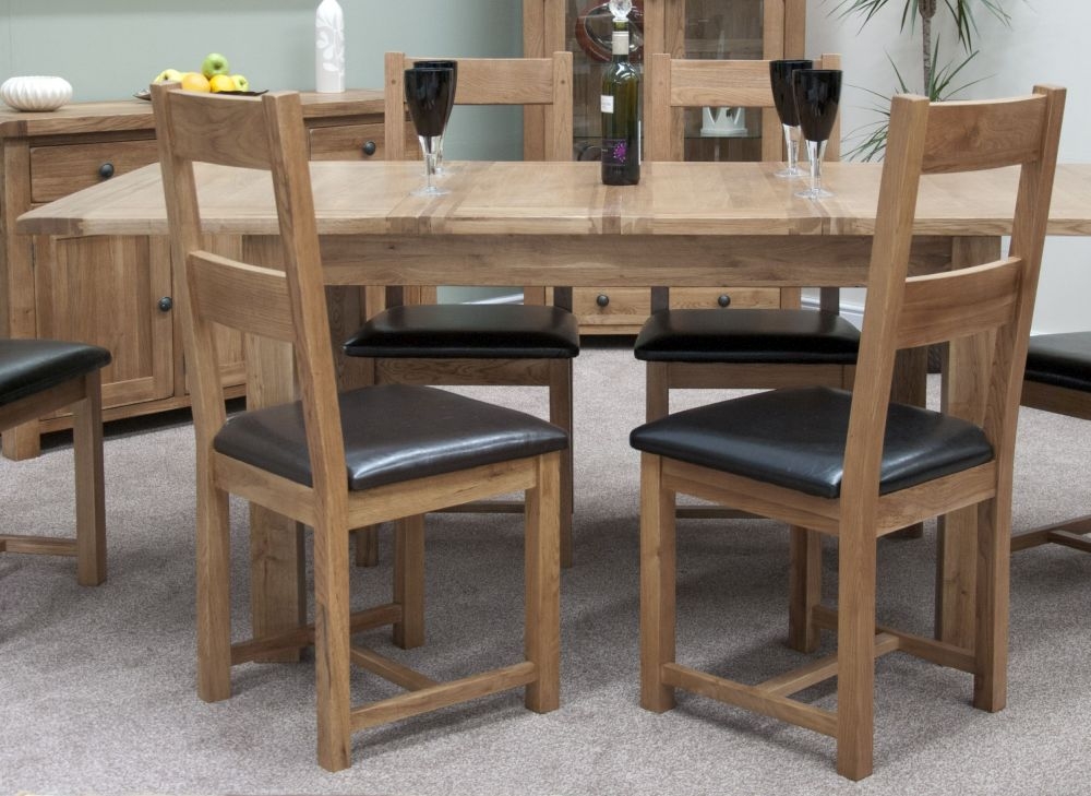 Product photograph of Homestyle Gb Rustic Oak Leather Seat Dining Chair Sold In Pairs from Choice Furniture Superstore.