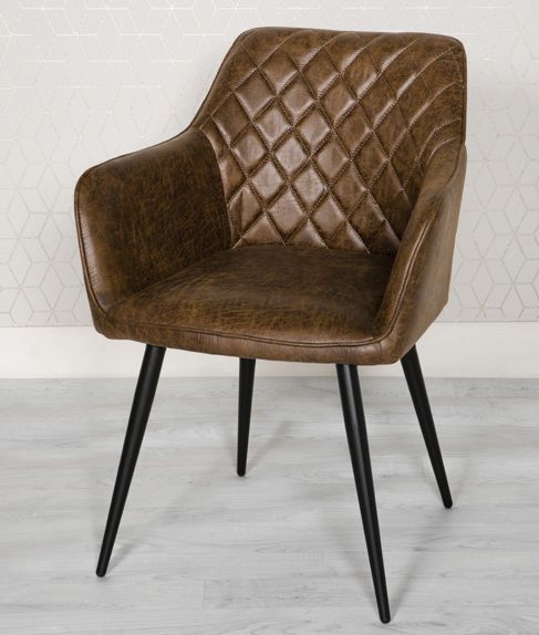 Product photograph of Charlie Carver Brown Faux Leather Dining Chair Sold In Pairs from Choice Furniture Superstore.
