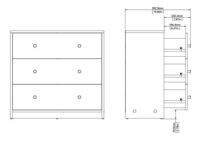 Product photograph of May Grey Chest Of 3 Drawer from Choice Furniture Superstore.