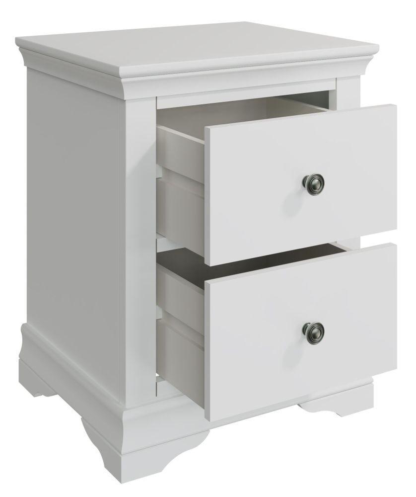 Product photograph of Chantilly Painted 2 Drawer Large Bedside Cabinet from Choice Furniture Superstore.