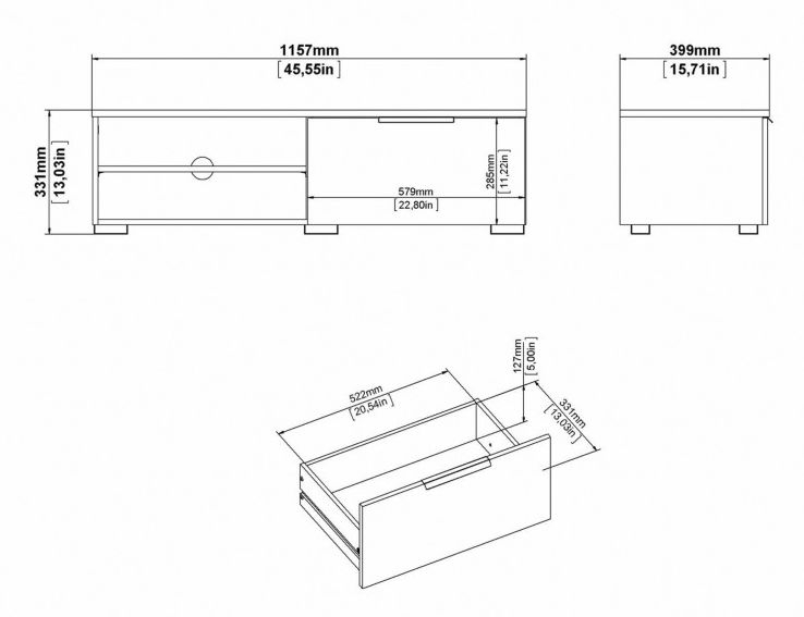 Product photograph of Match White Gloss 115cm Tv Unit from Choice Furniture Superstore.