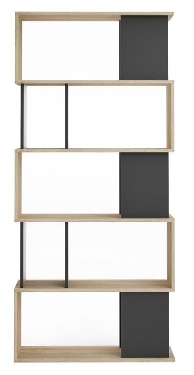 Product photograph of Maze Black And Oak Effect Open Bookcase from Choice Furniture Superstore.