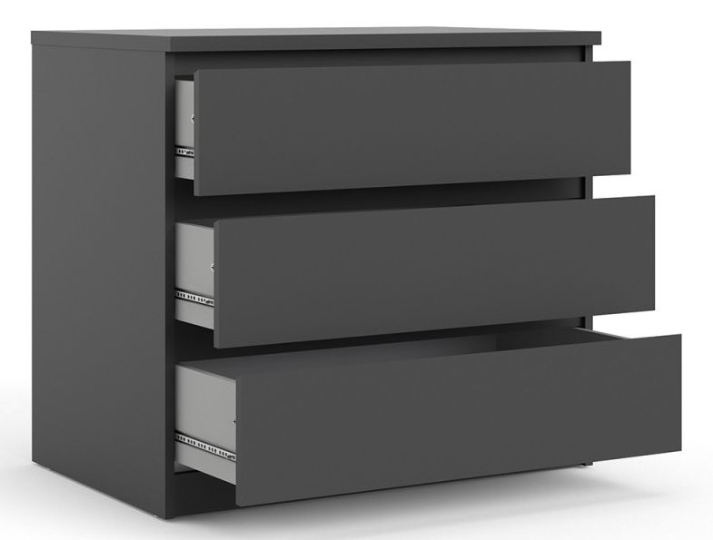 Product photograph of Naia Chest Of 3 Drawer In Black Matt from Choice Furniture Superstore.