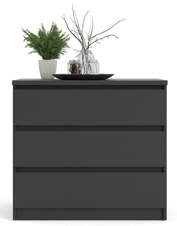 Product photograph of Naia Chest Of 3 Drawer In Black Matt from Choice Furniture Superstore.