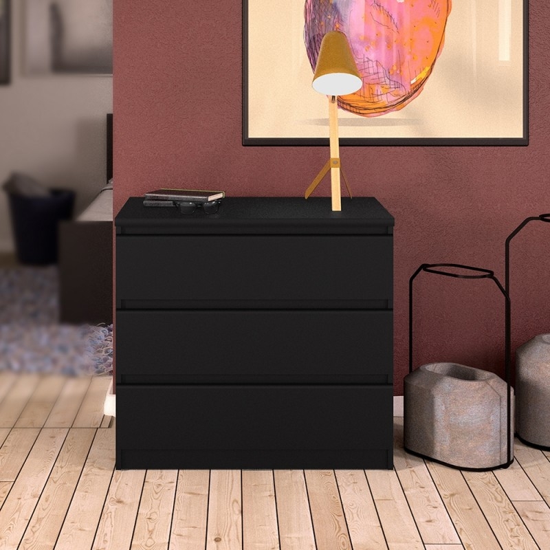 Product photograph of Naia Chest Of 3 Drawer In Black Matt from Choice Furniture Superstore.