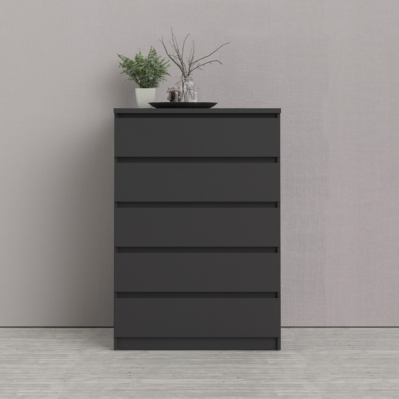 Product photograph of Naia Chest Of 5 Drawer In Black Matt from Choice Furniture Superstore.