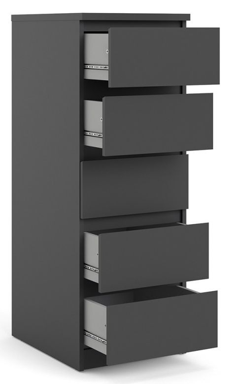 Product photograph of Naia Black 5 Drawer Narrow Chest from Choice Furniture Superstore.