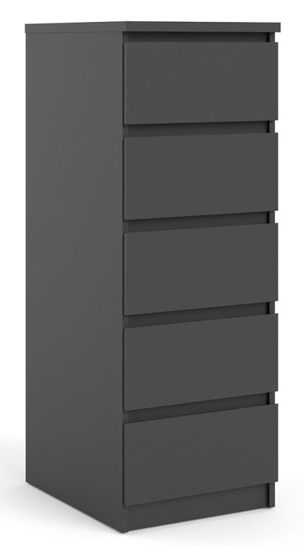 Product photograph of Naia Black 5 Drawer Narrow Chest from Choice Furniture Superstore.