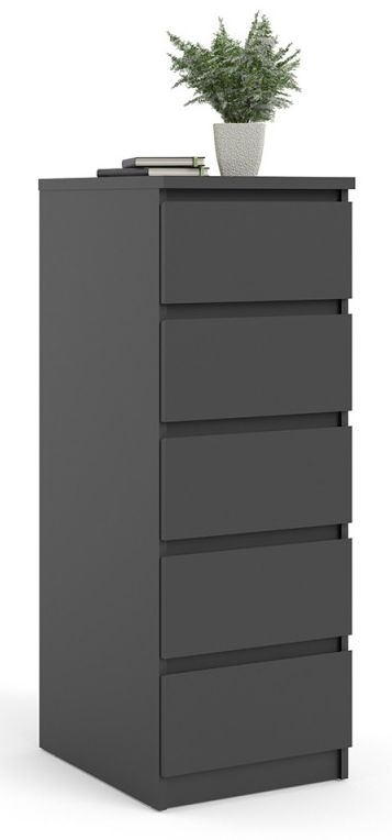 Product photograph of Naia Black 5 Drawer Narrow Chest from Choice Furniture Superstore.