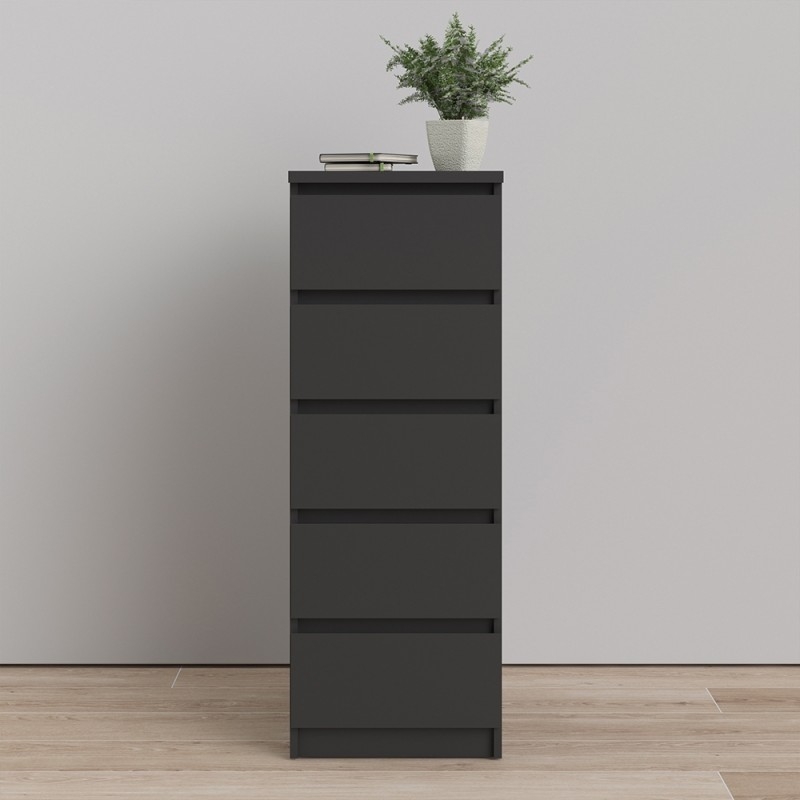 Product photograph of Naia Black 5 Drawer Narrow Chest from Choice Furniture Superstore.