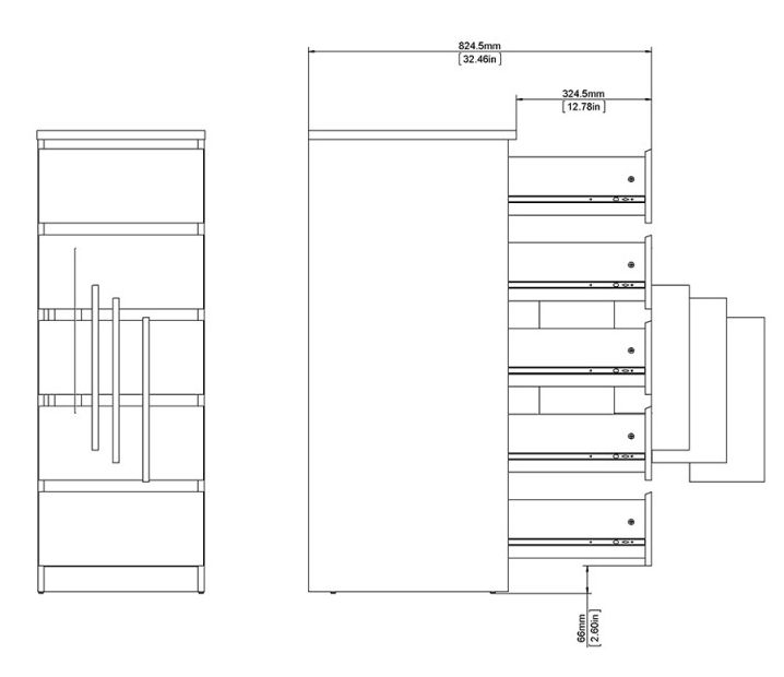 Product photograph of Naia White Gloss 5 Drawer Narrow Chest from Choice Furniture Superstore.
