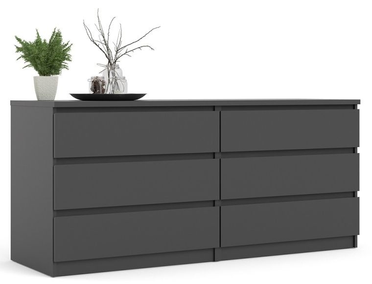 Product photograph of Naia Black 6 Drawer Wide Chest from Choice Furniture Superstore.