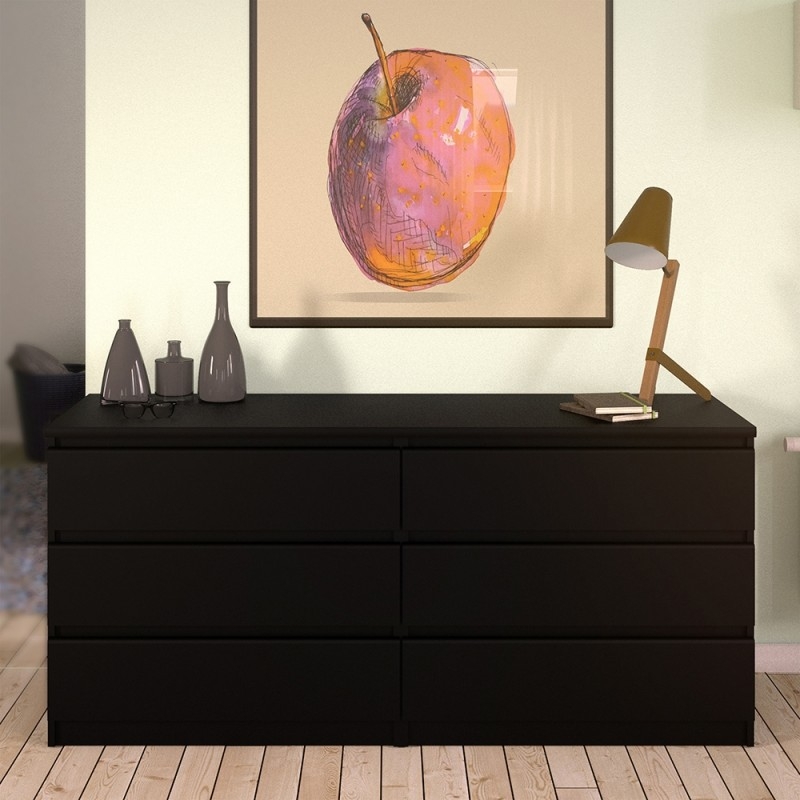 Product photograph of Naia Black 6 Drawer Wide Chest from Choice Furniture Superstore.