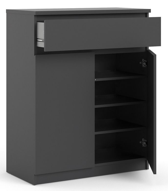 Product photograph of Naia Black 2 Door Cabinet from Choice Furniture Superstore.
