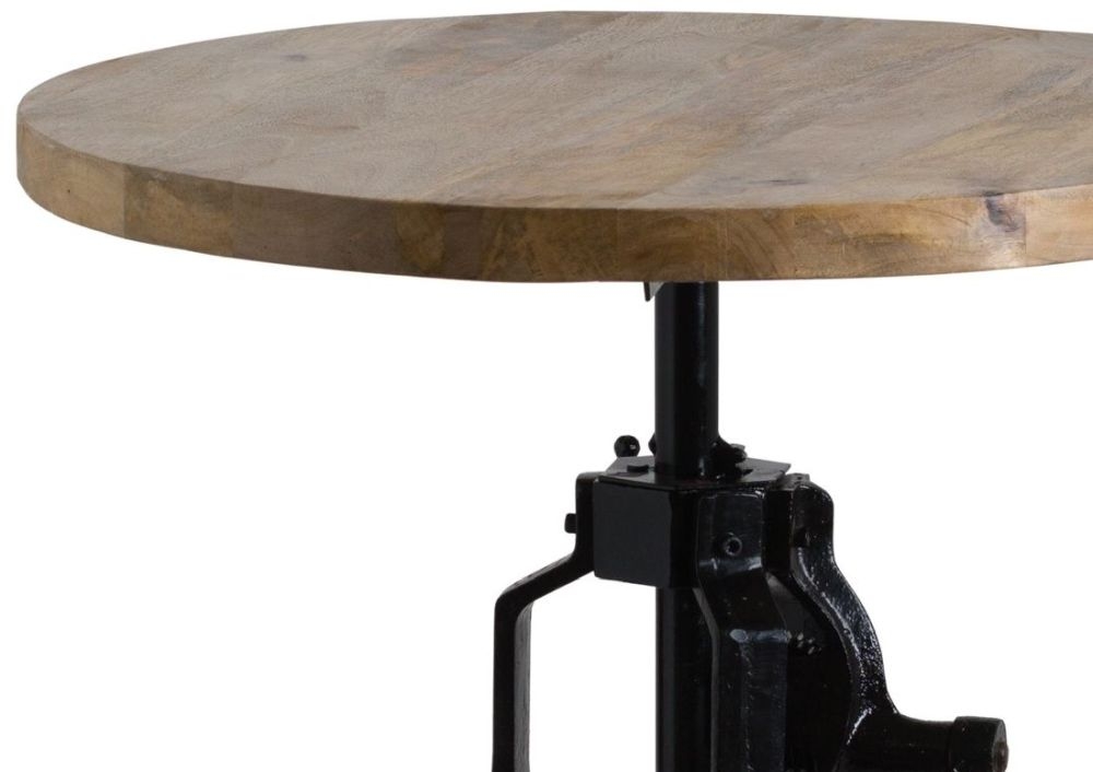 Product photograph of Draftsman Bar Bistro Table - Solid Rustic Pine With Metal Base from Choice Furniture Superstore.