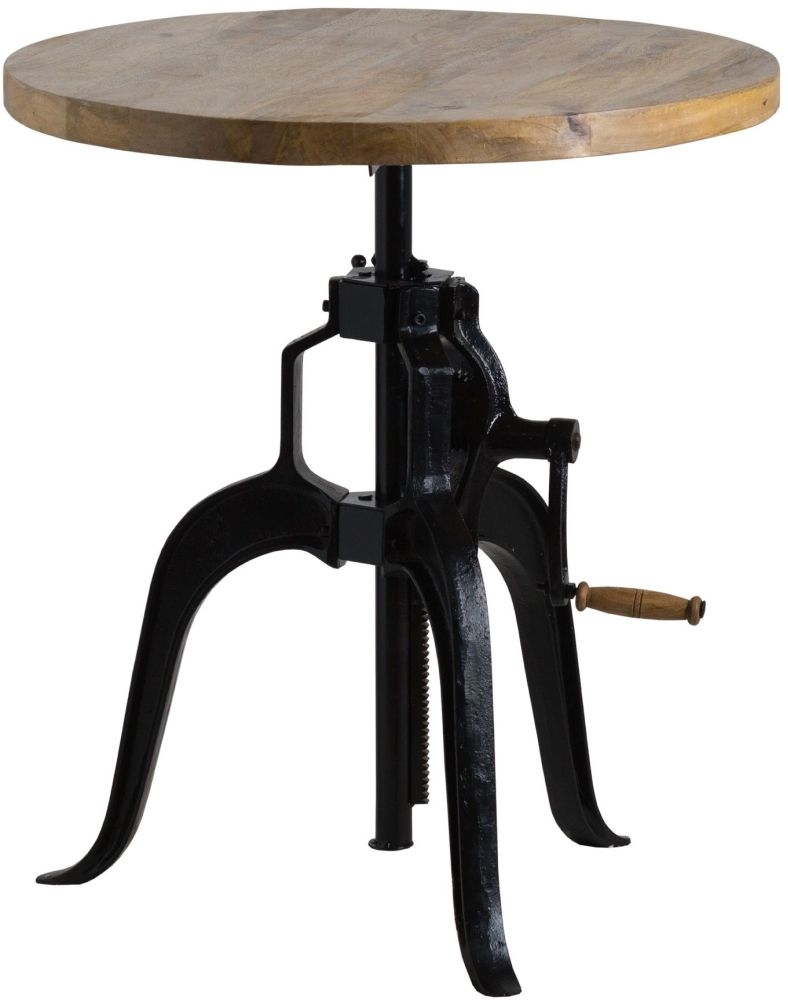 Product photograph of Draftsman Bar Bistro Table - Solid Rustic Pine With Metal Base from Choice Furniture Superstore.