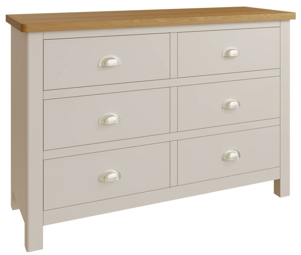 Product photograph of Portland Oak And Dove Grey Painted 6 Drawer Chest from Choice Furniture Superstore.