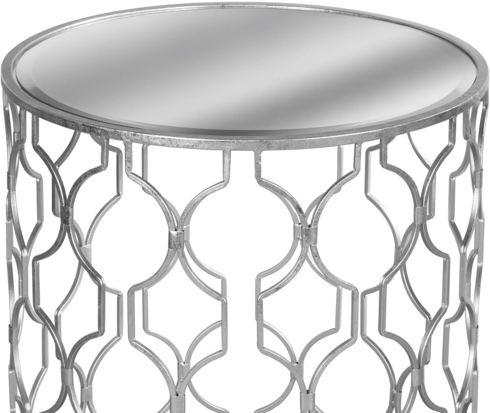 Product photograph of Hill Interiors Arabesque Silver Foil Mirrored Side Table Set Of 2 from Choice Furniture Superstore.