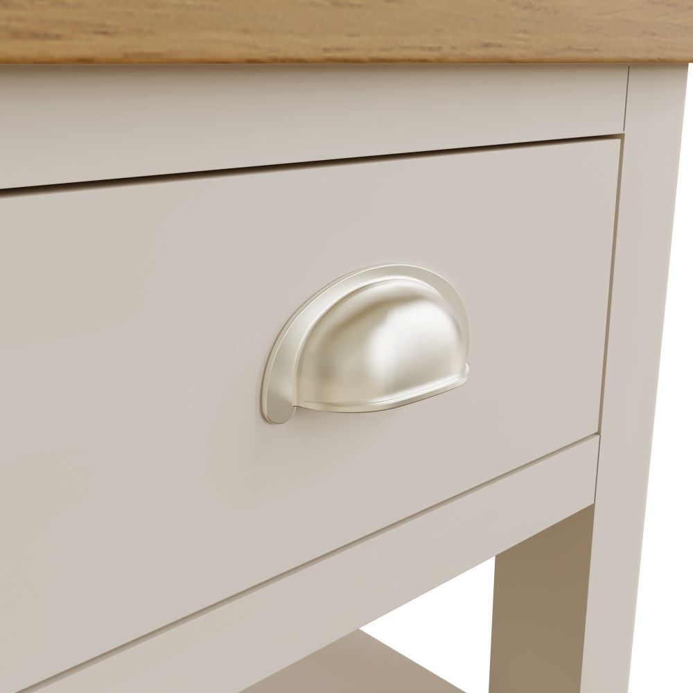 Product photograph of Portland Oak And Dove Grey Painted 1 Drawer Lamp Table from Choice Furniture Superstore.