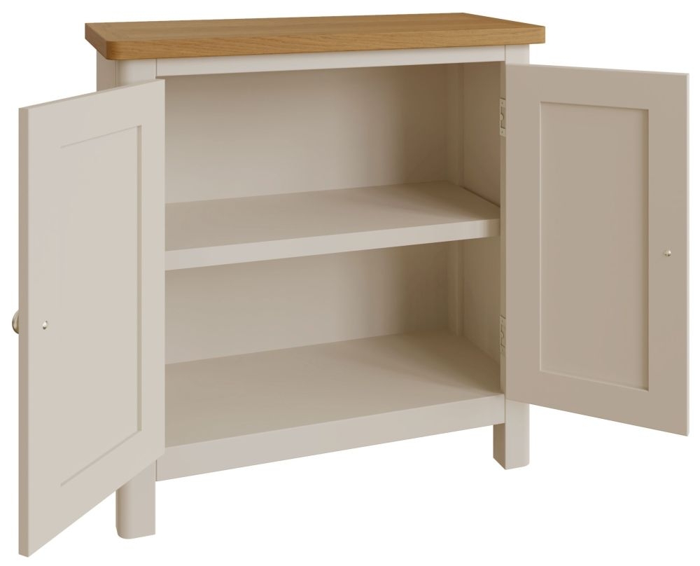 Product photograph of Portland Oak And Dove Grey Painted 2 Door Sideboard from Choice Furniture Superstore.