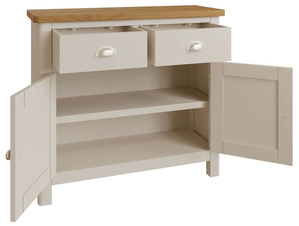 Product photograph of Portland Oak And Dove Grey Painted 2 Door 2 Drawer Sideboard from Choice Furniture Superstore.