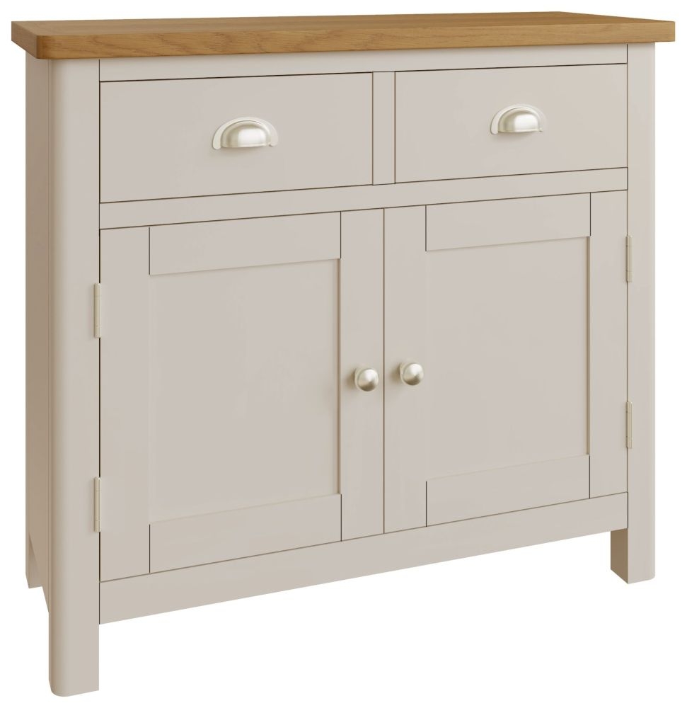 Product photograph of Portland Oak And Dove Grey Painted 2 Door 2 Drawer Sideboard from Choice Furniture Superstore.