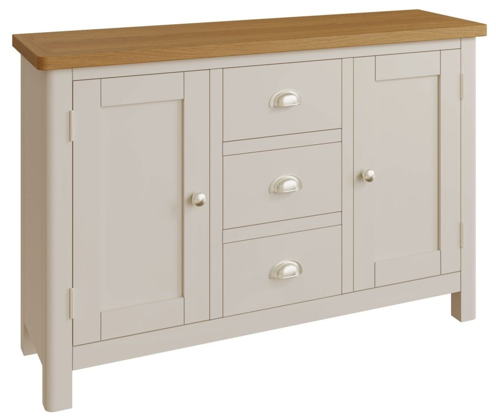 Product photograph of Portland Oak And Dove Grey Painted 2 Door 3 Drawer Sideboard from Choice Furniture Superstore.