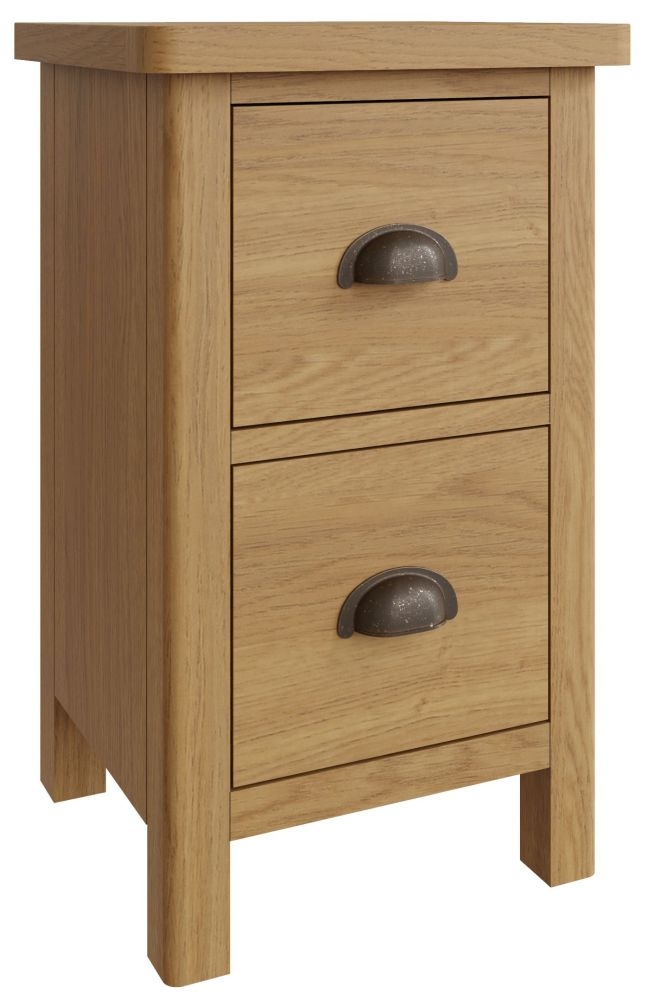 Product photograph of Hampton Rustic Oak 2 Drawer Bedside Cabinet from Choice Furniture Superstore.