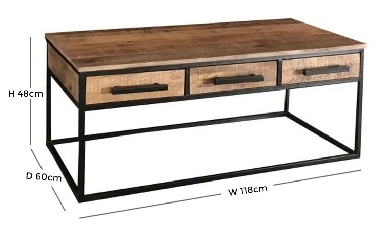 Product photograph of Jaipur Industrial Gemur Mango Wood And Iron Coffee Table from Choice Furniture Superstore.