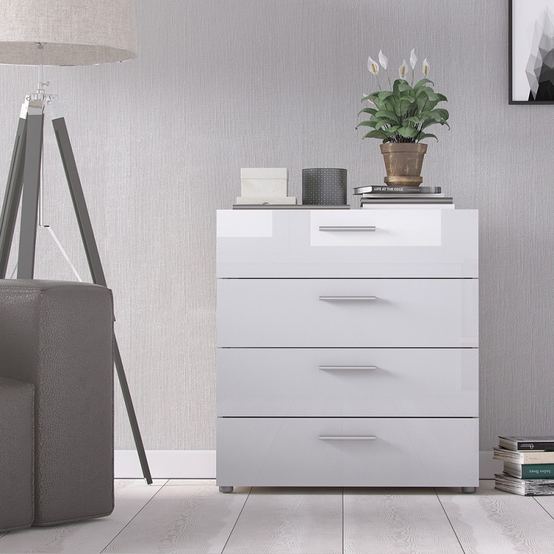 Product photograph of Pepe Chest Of 4 Drawer In Oak With White High Gloss from Choice Furniture Superstore.