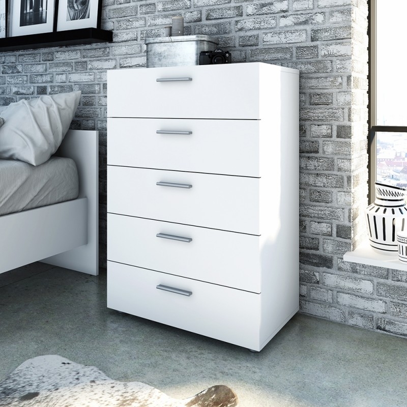 Product photograph of Pepe White 5 Drawer Chest from Choice Furniture Superstore.