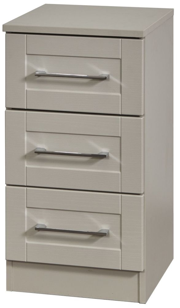 Product photograph of York Cashmere 3 Drawer Beside Cabinet from Choice Furniture Superstore.