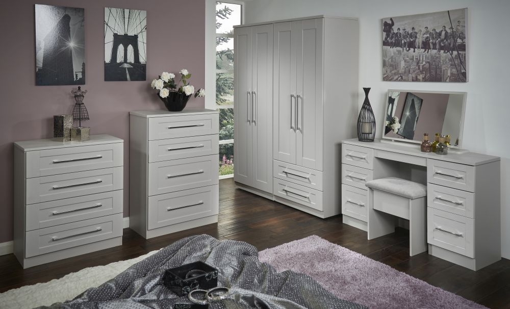 Product photograph of York Cashmere Ash 2 Door 2 Drawer Tall Wardrobe from Choice Furniture Superstore.