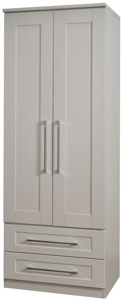 Product photograph of York Cashmere Ash 2 Door 2 Drawer Tall Wardrobe from Choice Furniture Superstore.