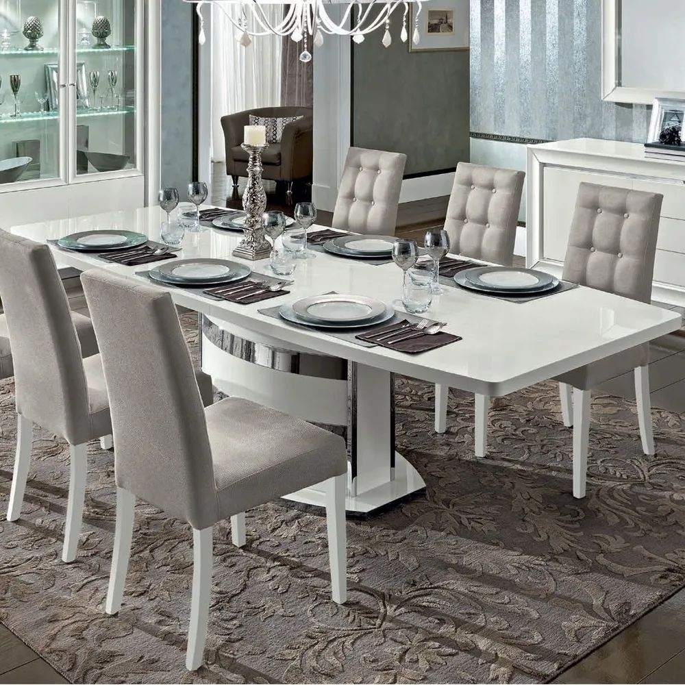 Product photograph of Camel Dama Bianca Day White Italian 6 Seater Extending Dining Table from Choice Furniture Superstore.
