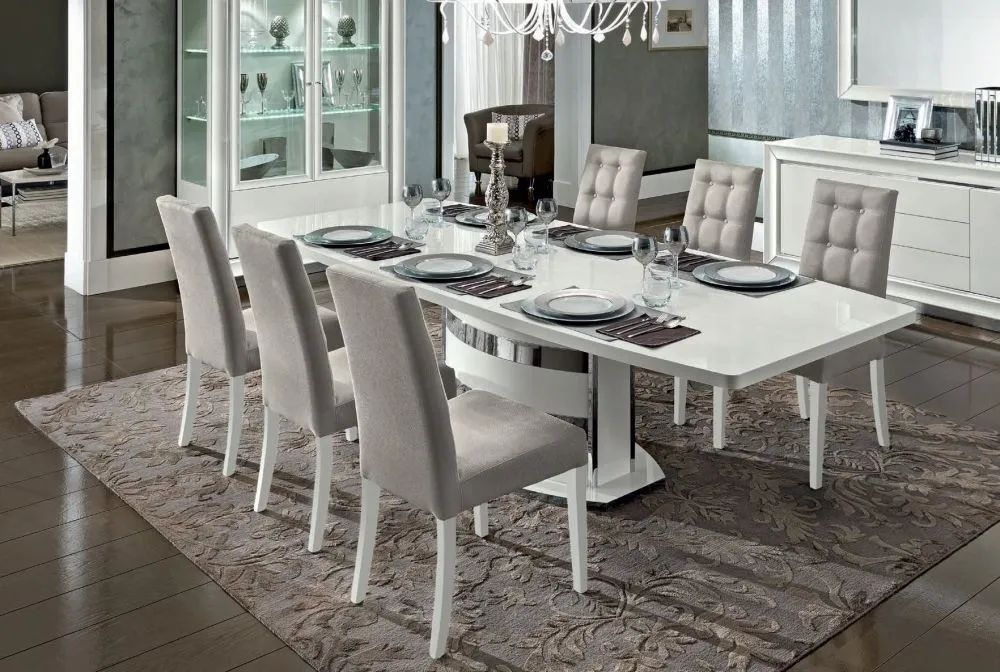 Product photograph of Camel Dama Bianca Day White Italian 6 Seater Extending Dining Table from Choice Furniture Superstore.