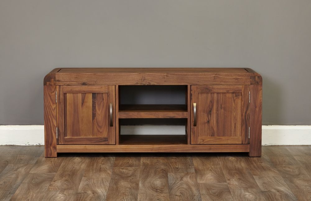 Product photograph of Shiro Walnut 2 Door Tv Cabinet from Choice Furniture Superstore.