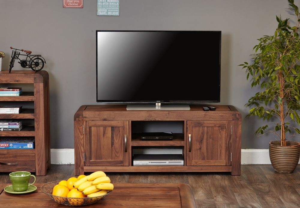 Product photograph of Shiro Walnut 2 Door Tv Cabinet from Choice Furniture Superstore.