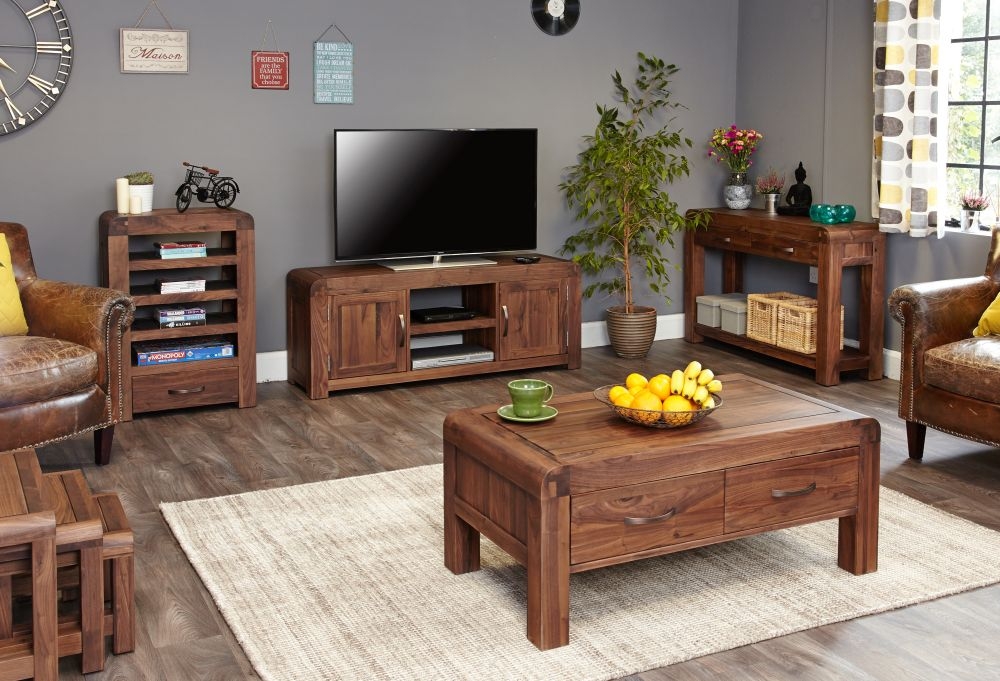 Product photograph of Shiro Walnut 2 Door Tv Cabinet from Choice Furniture Superstore.