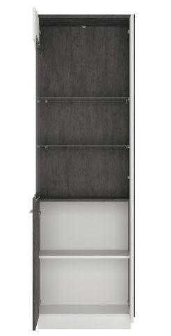 Product photograph of Zingaro Grey And White Tall Glazed Display Cabinet Lh from Choice Furniture Superstore.