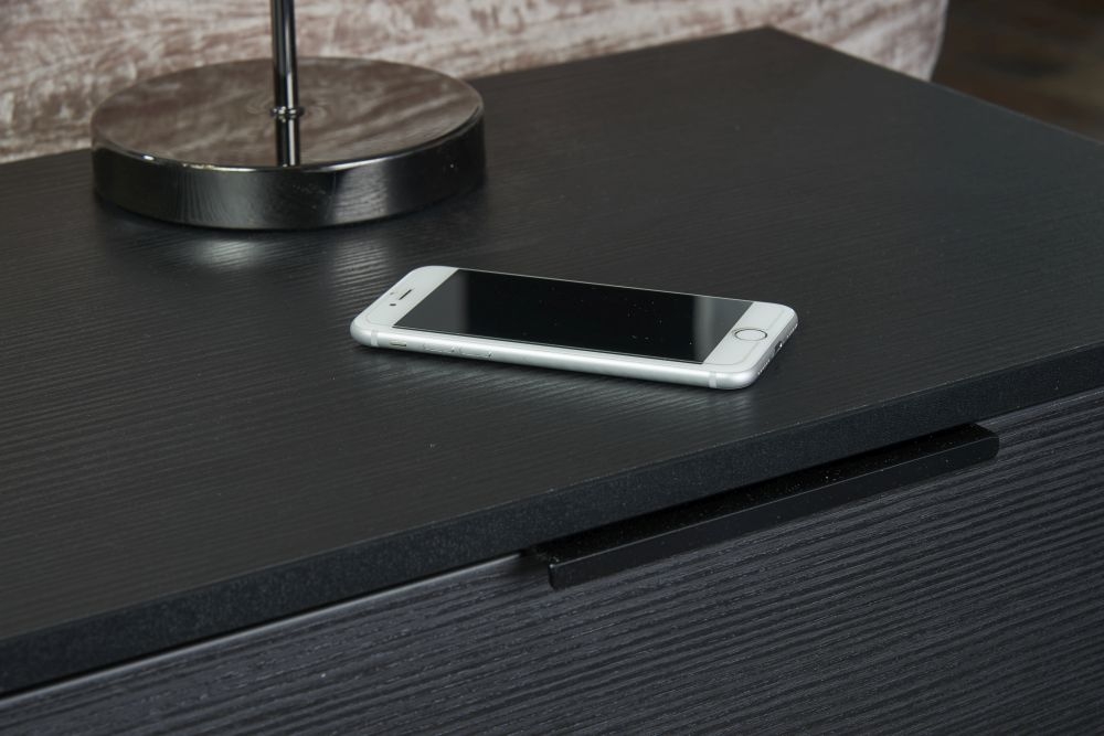 Product photograph of Hong Kong 1 Drawer Bedside Cabinet With Wooden Legs - Matt Black from Choice Furniture Superstore.